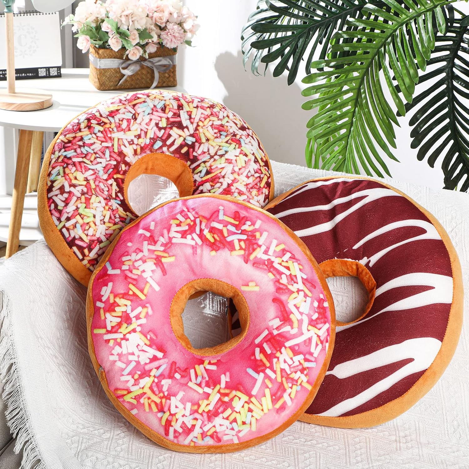 Queekay Round Throw Pillow 3 Pcs 16 Inch