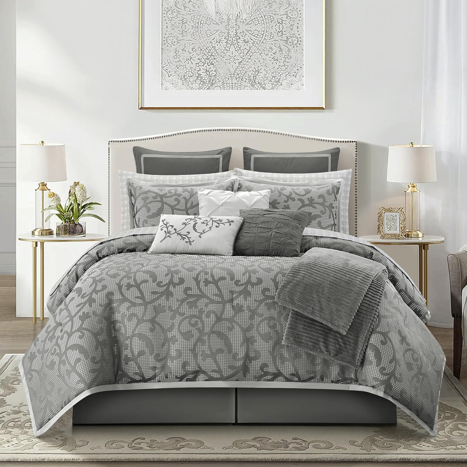 Grand Avenue Grey Paisley Comforter Set