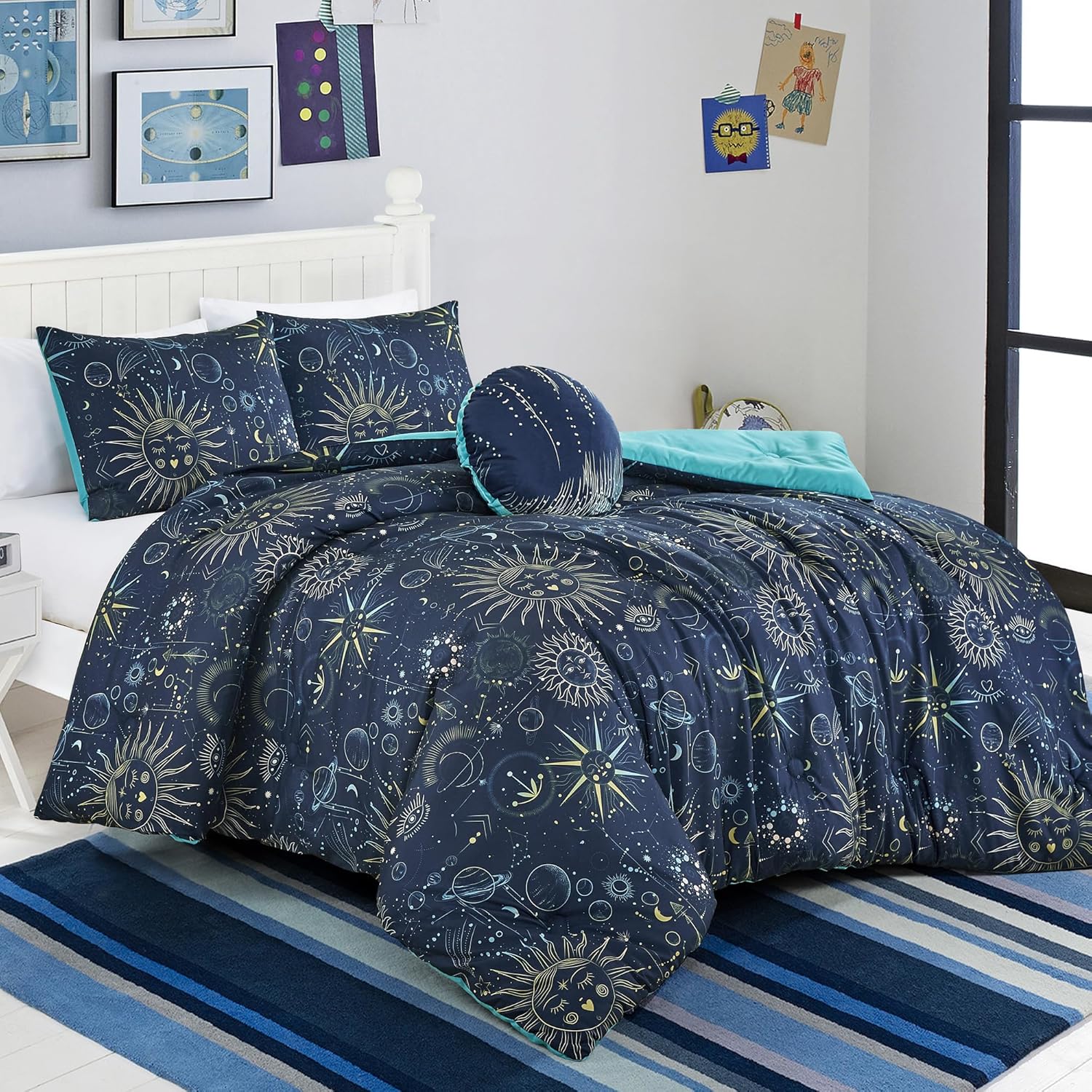 ESCA Astro Kids Comforter Set Kids Blue with Toy Pillow