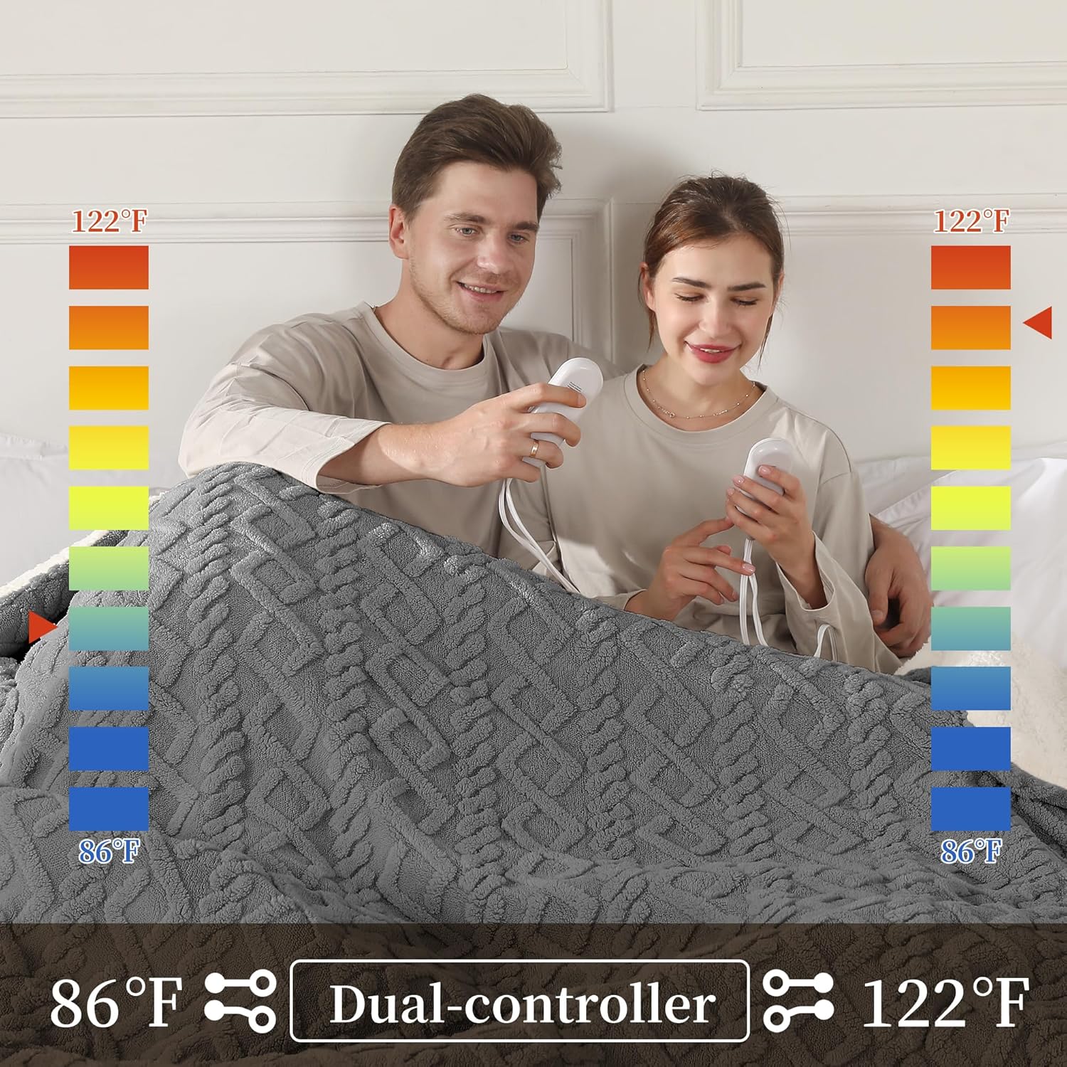 CHIOKY Electric Blanket Queen Size with 5 Levels 10H Auto Off