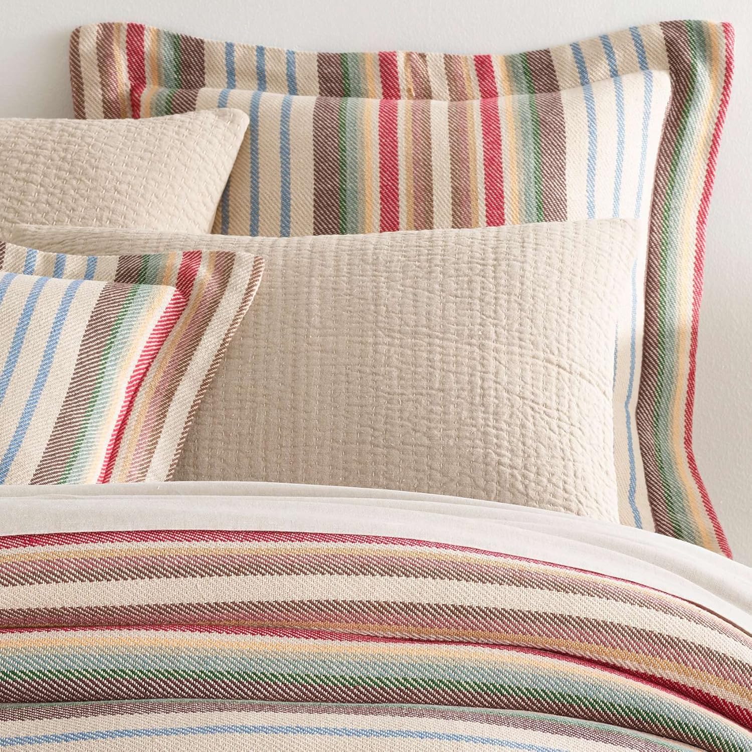 Pine Cone Hill Ranch Blanket Sham Euro Size Multi Stripe Design