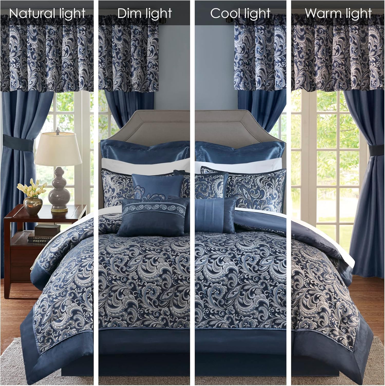 Madison Park Brystol 24 Piece Faux Silk Comforter Set King