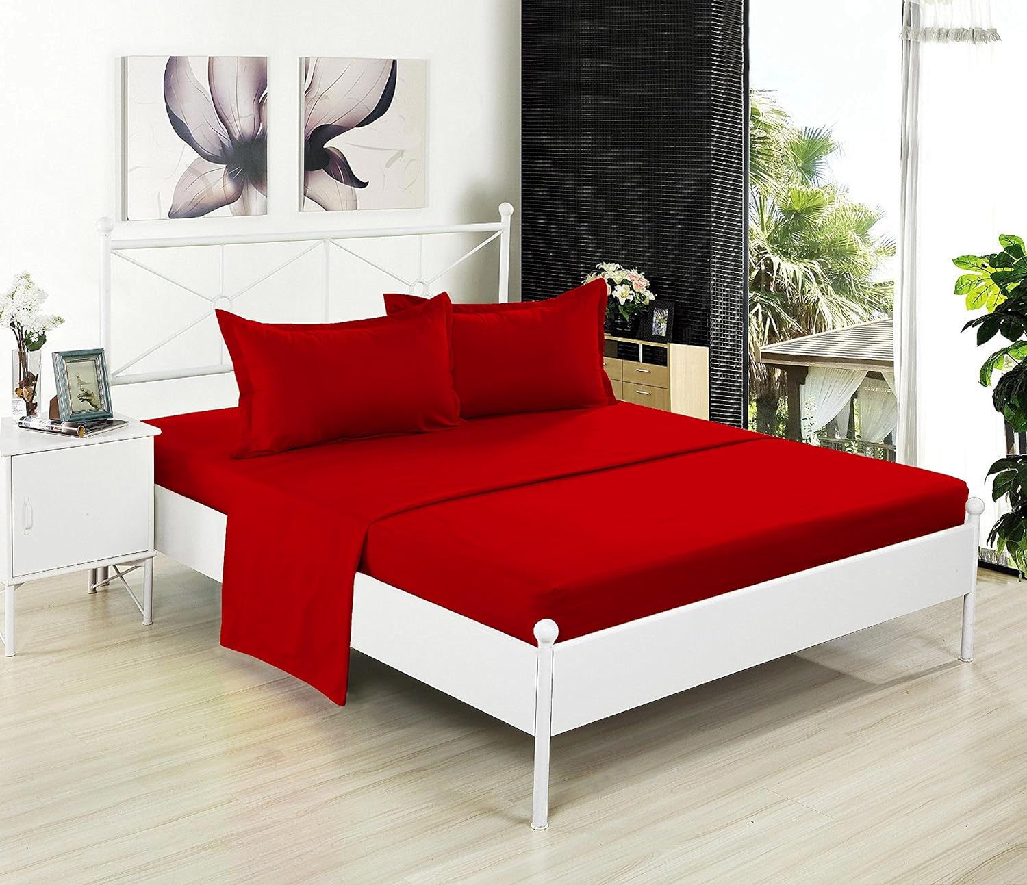 Ultra Soft Microfiber Queen Fitted Sheets 2-Pack Red 1