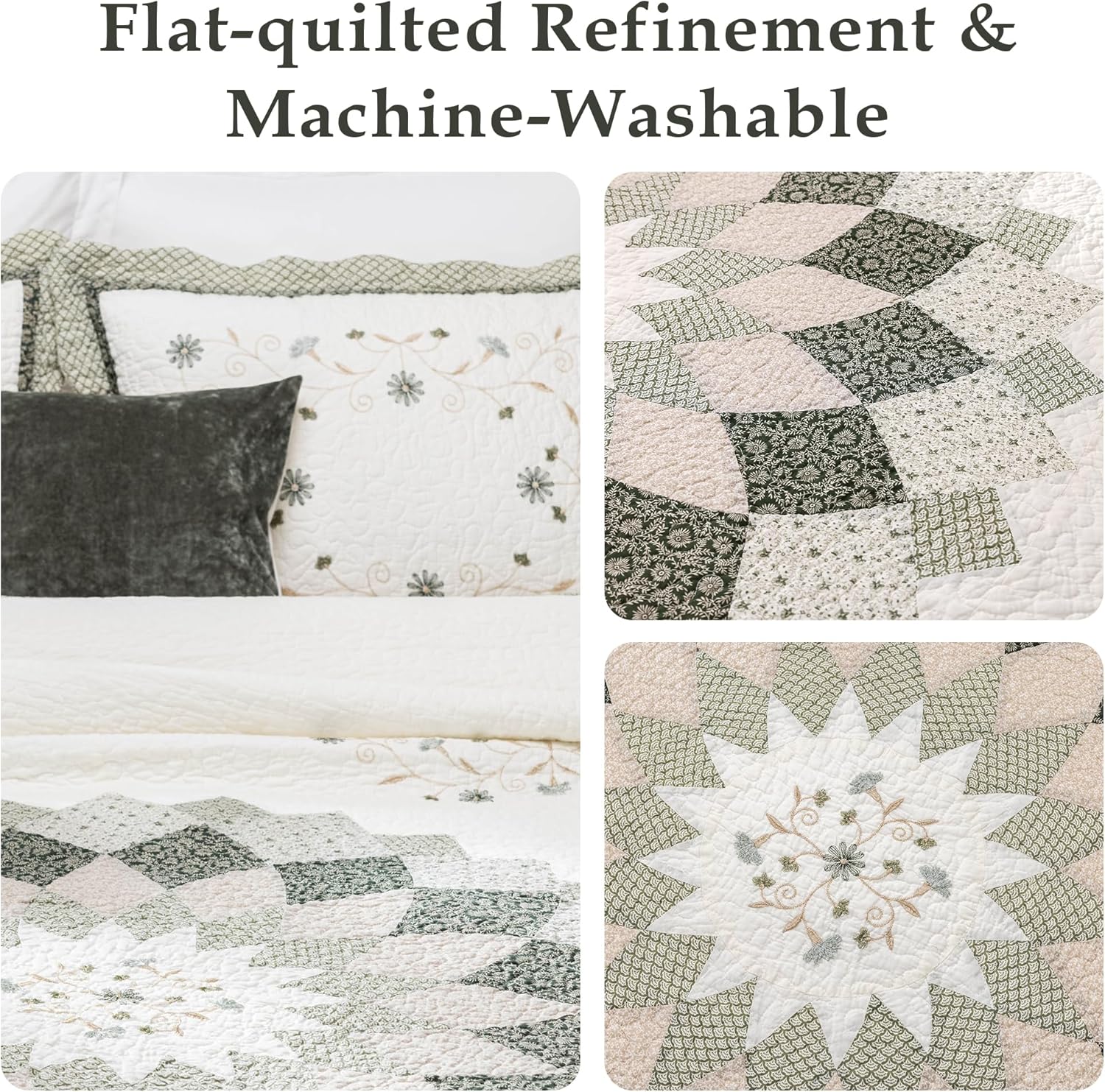 ELEGANT LIFE HOME All-Season Cotton Quilt Set 3-Piece