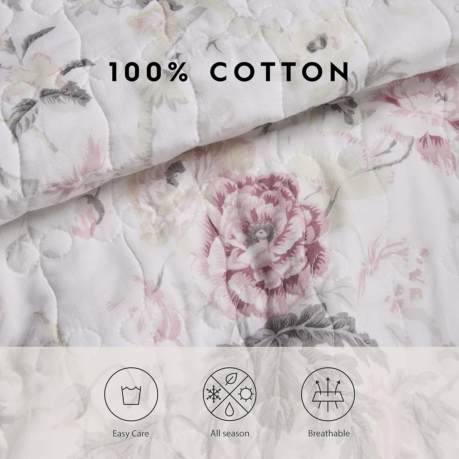Laura Ashley Queen Quilt Set - Reversible Cotton with Shams