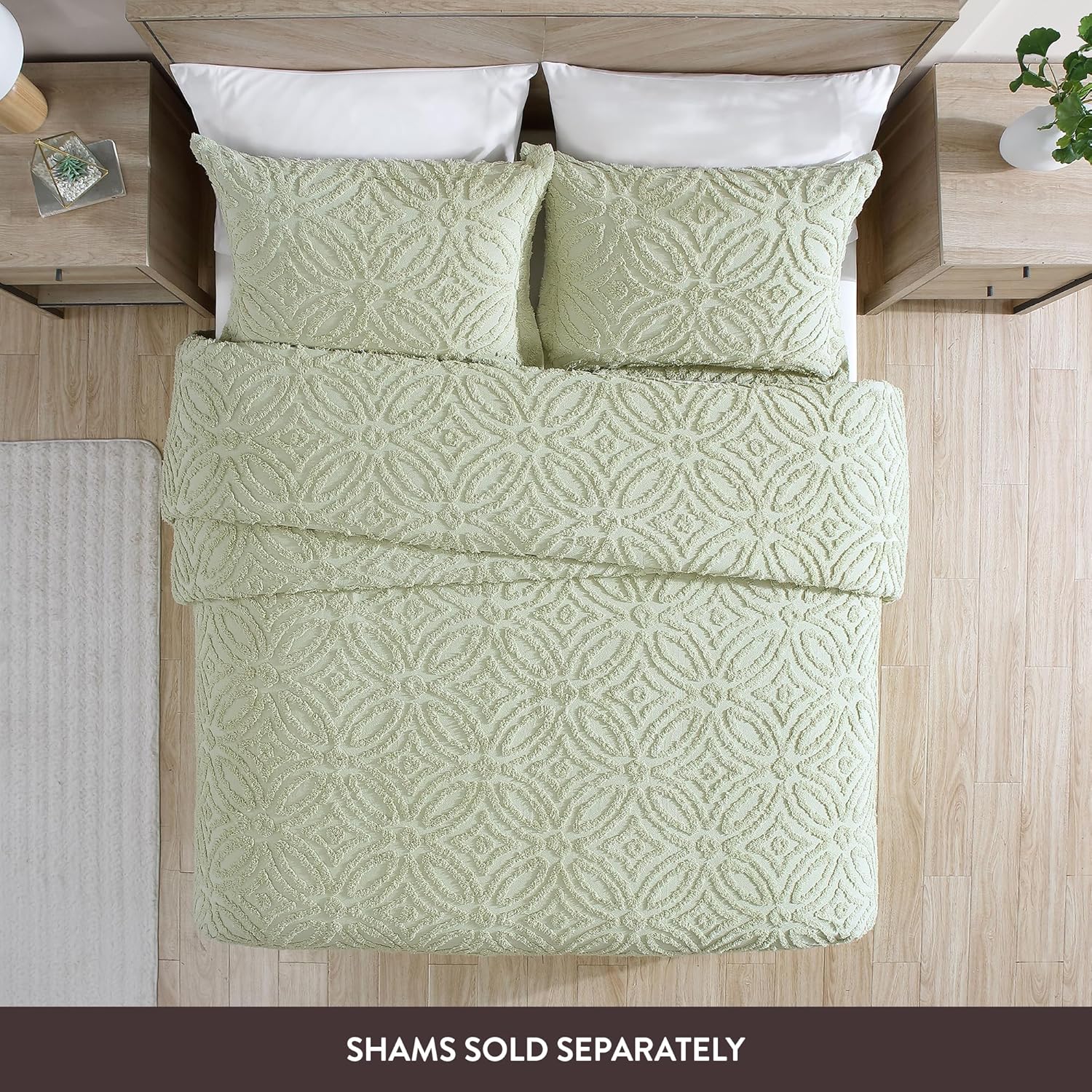 Beatrice Home Fashions Wedding Ring Chenille Bedspread Full Sage 1
