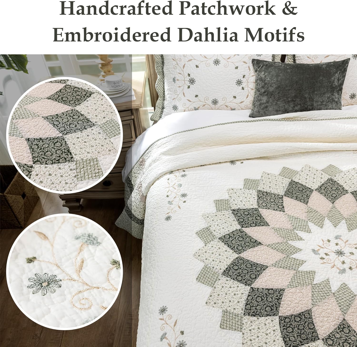 ELEGANT LIFE HOME All-Season Cotton Quilt Set 3-Piece