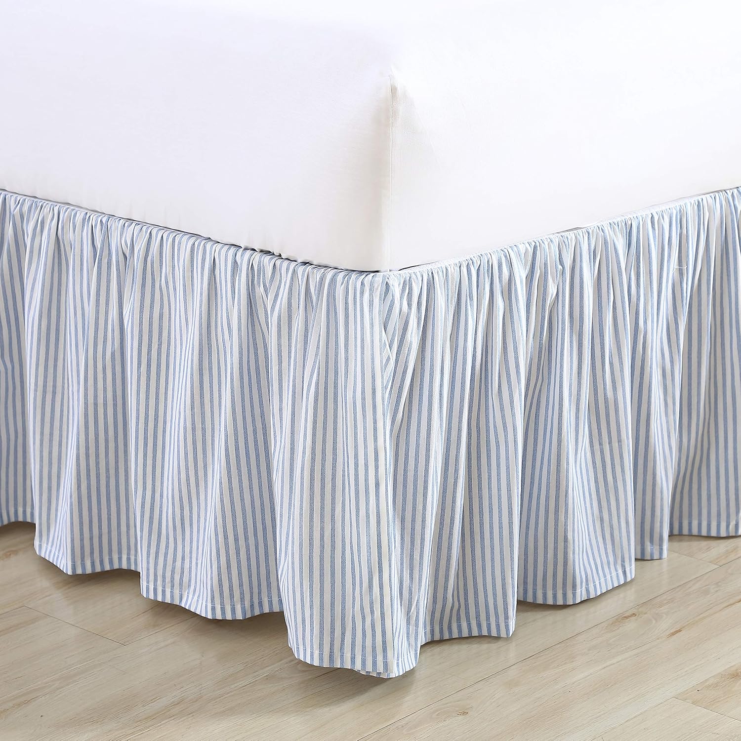 Laura Ashley Home Twin Bedskirt Ticking Stripe Blue
