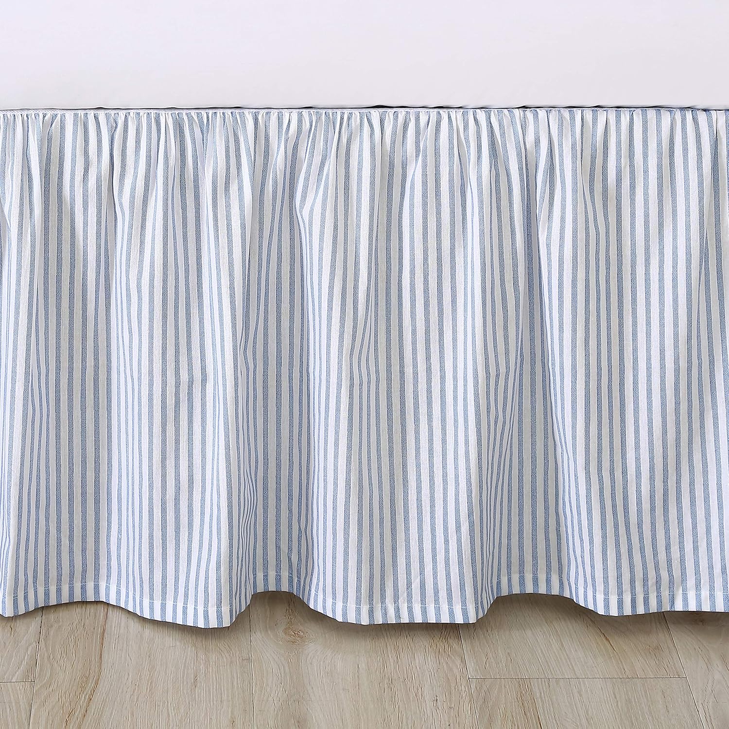 Laura Ashley Home Twin Bedskirt Ticking Stripe Blue