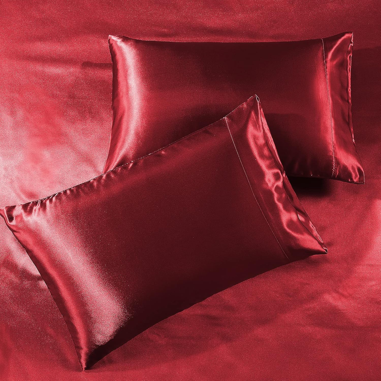 Pure Bedding Satin Sheets Queen 4-Piece Burgundy