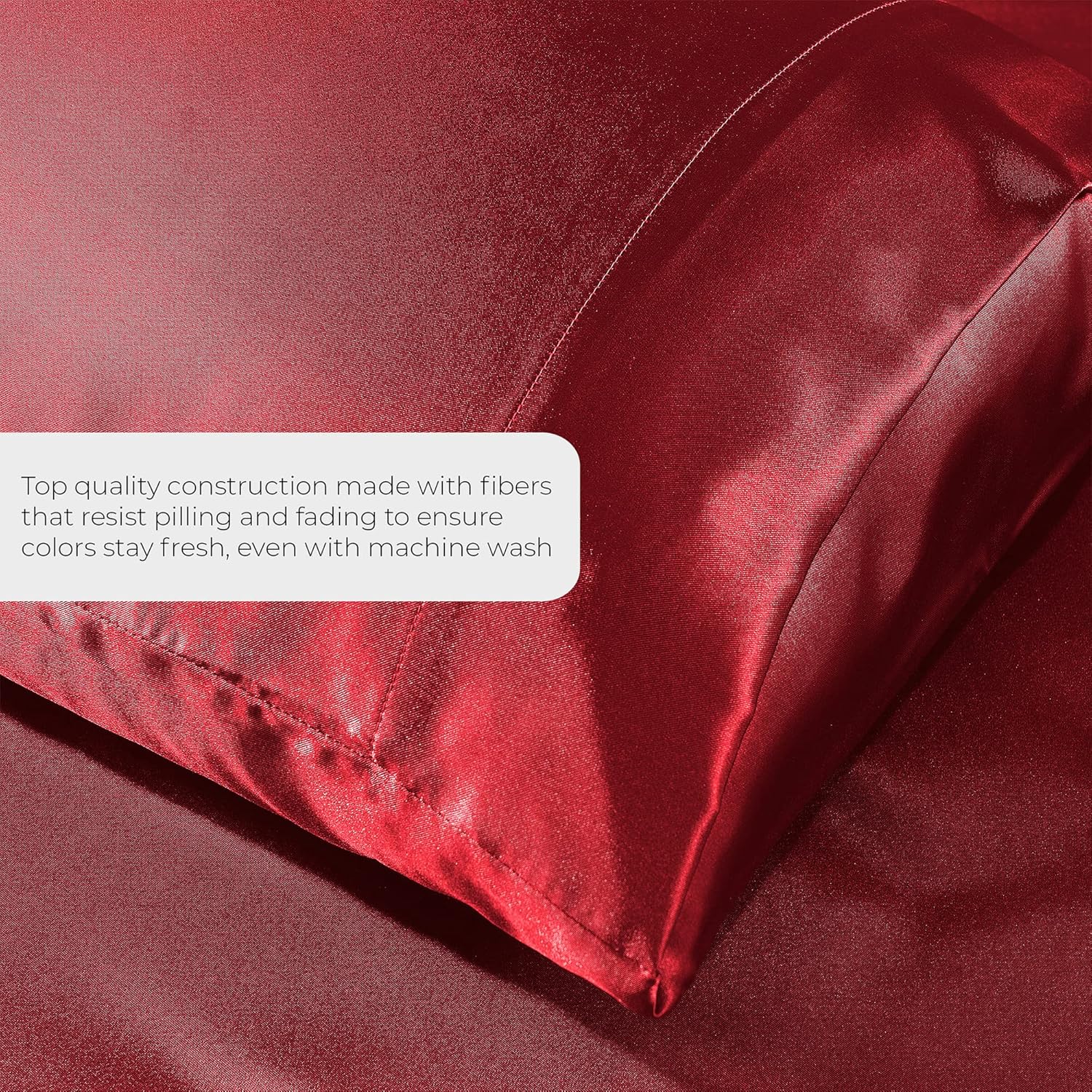 Pure Bedding Satin Sheets Queen 4-Piece Burgundy