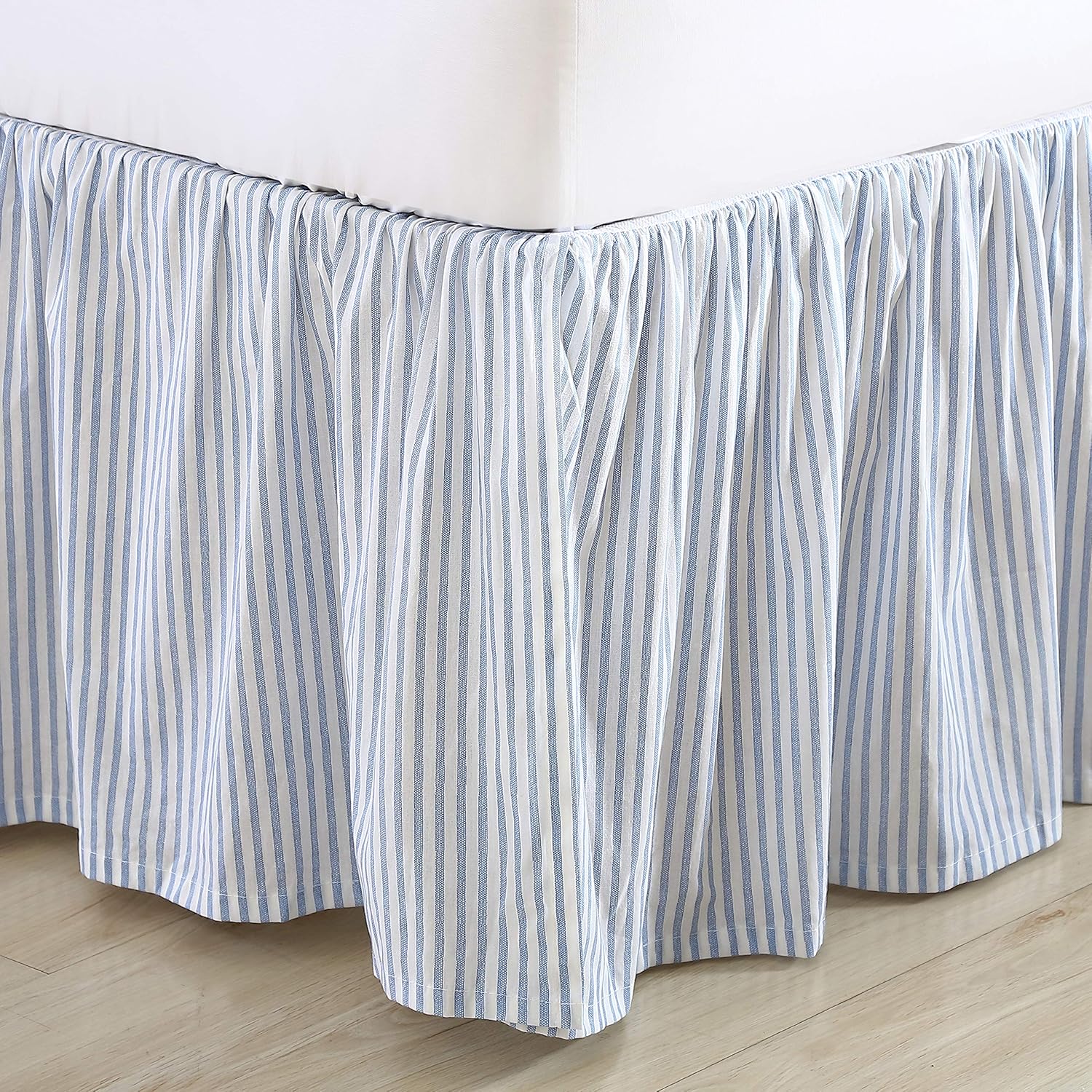 Laura Ashley Home Twin Bedskirt Ticking Stripe Blue