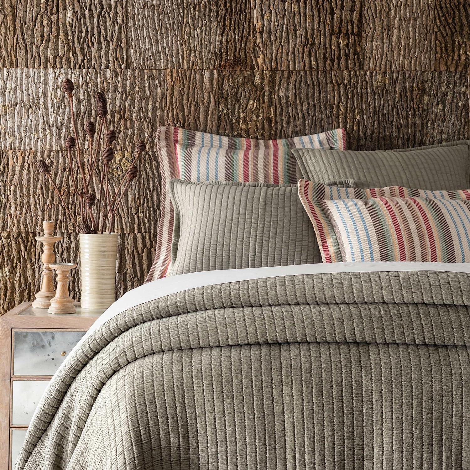 Pine Cone Hill Ranch Blanket Sham Euro Size Multi Stripe Design