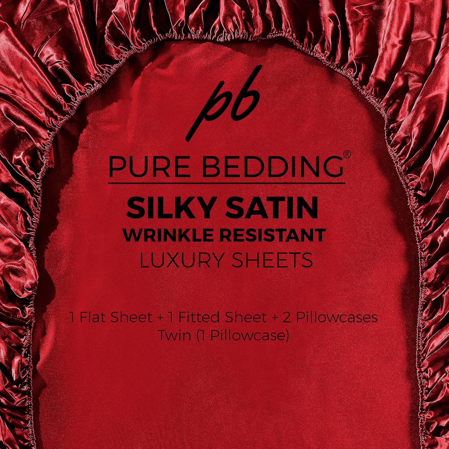 Pure Bedding Satin Sheets Queen 4-Piece Burgundy